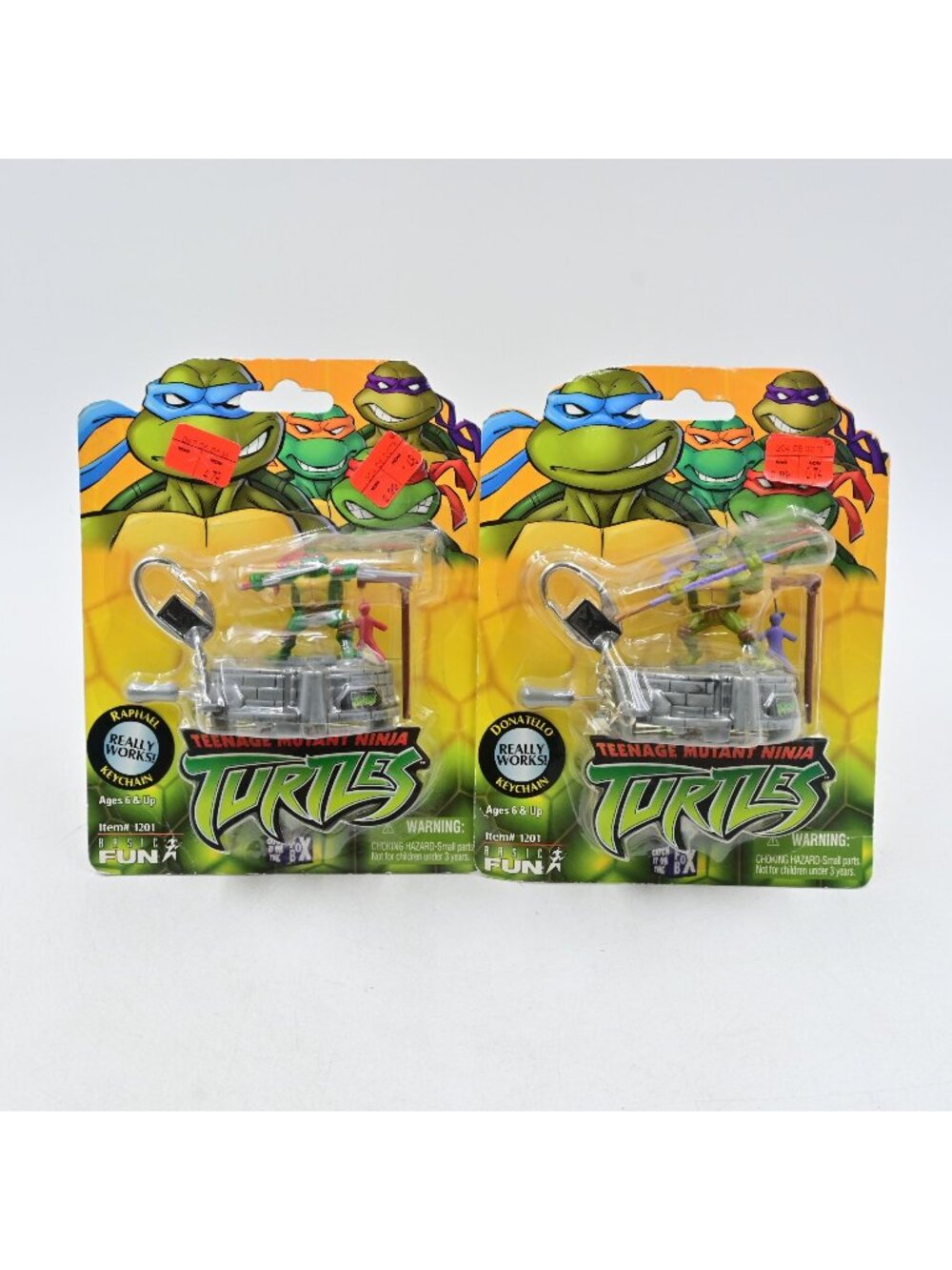 Basic Fun Teenage Mutant Ninja Turtles Raphael Donatello Keychains Lot Of 2 New